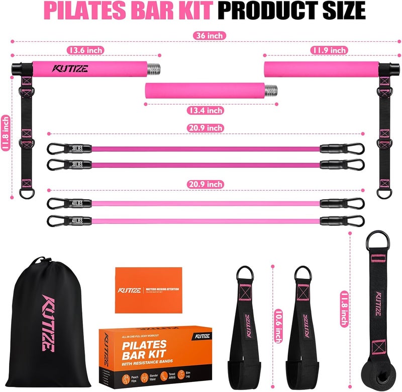 KUTIZE Pilates Bar Kit with Resistance Bands, Pilates Equipment, Multifunctional Pilates Bar for Women & Men, Pilates kit for Hip, Back, Arm, Full-Body Workouts, Home Gym Strength Training Equipment - Image 4